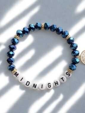 Taylor Swift Midnights Bracelet 💛 Blue Beaded Swiftie Jewelry Clock Boot Charm